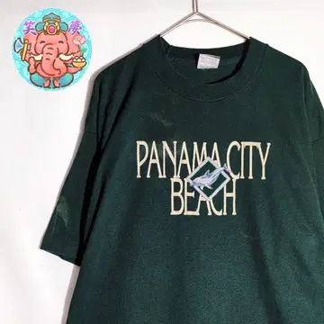 T셔츠 짙은 녹색 XL 사이즈 USA제 자수 90s 빈티지 지명