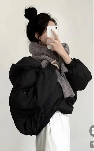 한국 패딩 퍼 다운 리버서블 블랙 프리 사이즈