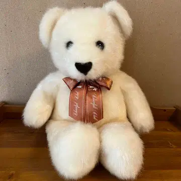 화이트 곰 봉제 인형 하트 모양 코 HIROKUN HOUSE 레트로