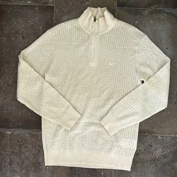 [NIKE] 타이거 우즈 케이블 짜임 울 하프 지퍼 사이즈 L