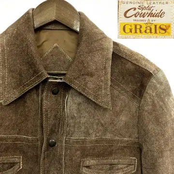 GRaIS 스웨이드 셔츠 자켓 카우 가죽 80s 빈티지 소가죽