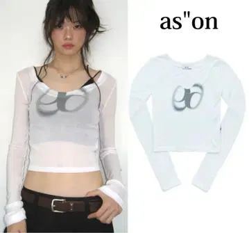 As'onSEE-THROUGH T 브이넥 티셔츠 긴팔