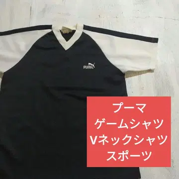 W1103 PUMA V넥 T셔츠 블랙 화이트 90s 게임 셔츠