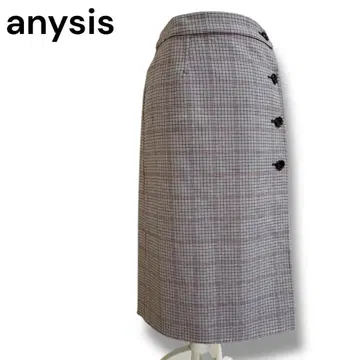 anysis 체크 패턴 타이트 롱 스커트 랩 버튼 셔츠
