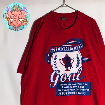 T셔츠 빨간색 빈티지 싱글 스티치 프룻 오브 더 룸 90s