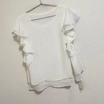 아로타 양류 쉬폰 소매 프릴 블라우스