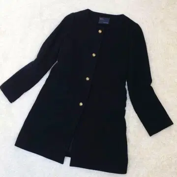 IENA 이에나 노카라 코트 롱 코트 골드 버튼 블랙 울 A라인