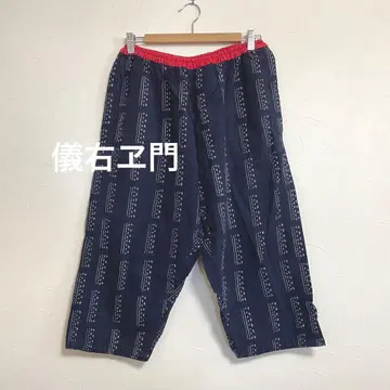 기 에몽 기우에몬 구루메가스리 몬판 몸빼 팬츠 일본제 재패니즈 모던 LL