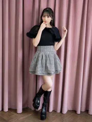 evelyn 하운드투스 체크 더블 플레어 SK