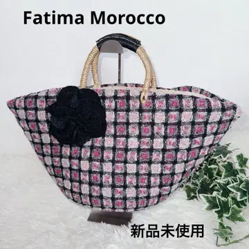 Fatima Morocco 트위드 바스켓백 핸드백 꽃 미사용 새상품