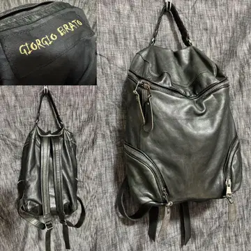 GIORGIO BRATO 램 가죽 백팩 럭셔리 블랙