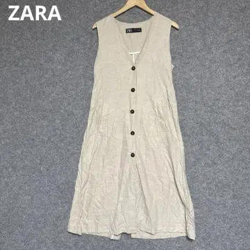 ZARA 슬리브리스 롱베스트 원피스 베이지