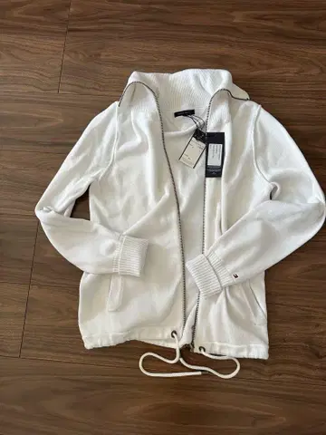미사용 새상품 Tommy Hilfiger 화이트 집업 후드티