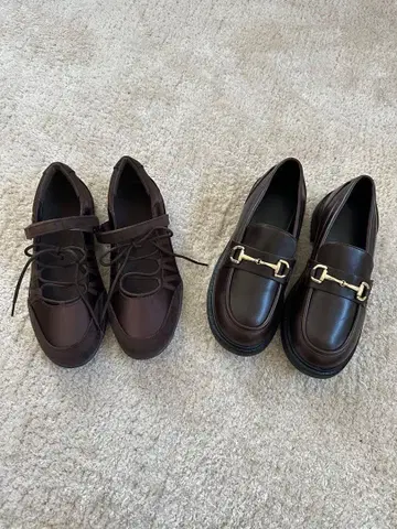gu 레이스업 슈즈 로퍼 브라운