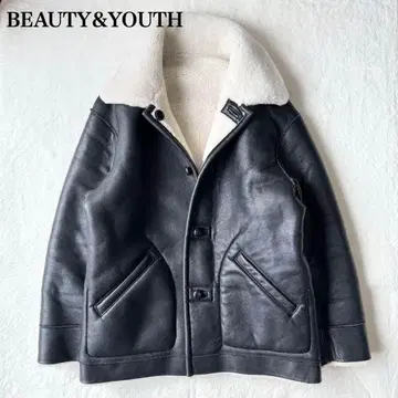 BEAUTY&YOUTH 인조 가죽 리버서블 보아 블루종