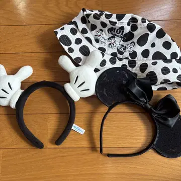 미키 귀 머리띠 2개와 모자 세트