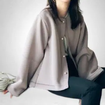 THREESQUARE 쓰리스퀘어 노카라 자켓 펄 버튼