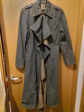 빈티지풍 데님 롱 코트
