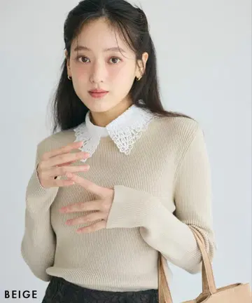 BASEMENT online 2TYPE 카라 부착 리브 니트