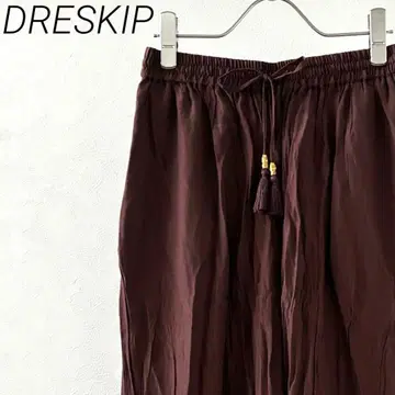 DRESKIP 와이드 팬츠 허리밴딩 포켓 부착 심플 루즈핏