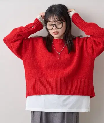 택 포함 새상품 CIAOPANIC TYPY 백 슬릿 니트 레드