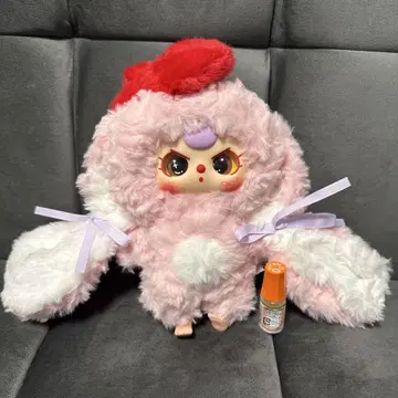 레어 Baby three 봉제 인형 핑크 빨간색