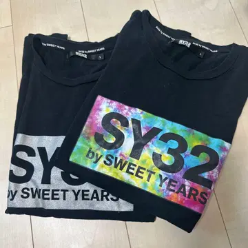 SY32 by SWEET YEARS 티셔츠 2장 세트 블랙