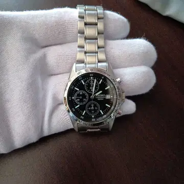 SEIKO 크로노그래프 손목시계 블랙 작동품