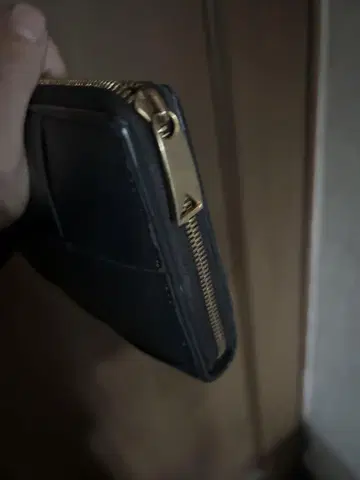 블랙 가죽 패치워크 장지갑