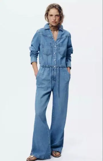 미사용 데님 올인원 점프수트 ZARA