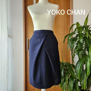 YOKO CHAN 네이비 타이트 스커트 35cm 허리 디자인 스커트