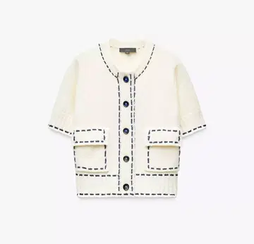 [ 미사용 새상품 ] 자라 ZARA 스티치 니트 숏 슬리브 자켓 S