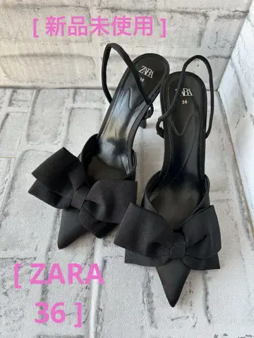 [ 미사용 새상품 ] ZARA 블랙 리본 포함 하이힐 36(23.0cm)