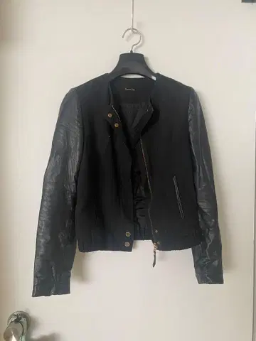 헤이세이 00 Massimo Dutti 블랙 가죽 자켓 Y2K