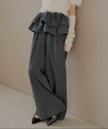 [ SALON by Chico ] 큐빅 루즈 슬랙스 팬츠 그레이