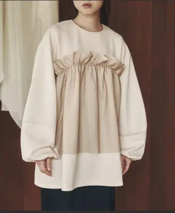 moi tytto 종이 튤 튜닉 베이지