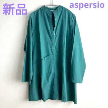 aspersio 여성용 셔츠 상의 그린 비대칭 긴팔 튜닉