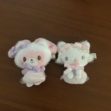 산리오 화이트 고양이 발레리나 헤어 클립 챠미 키티 봉봉 리본