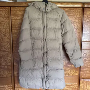 THE NORTH FACE 후드 부착 롱 다운 자켓 베이지