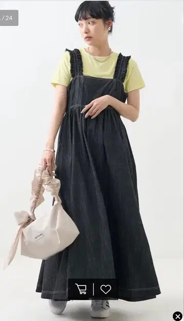 블랙 데님풍 롱 살로펫 FREE 사이즈