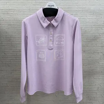 PICONE 자수 긴팔 피케 셔츠 라벤더
