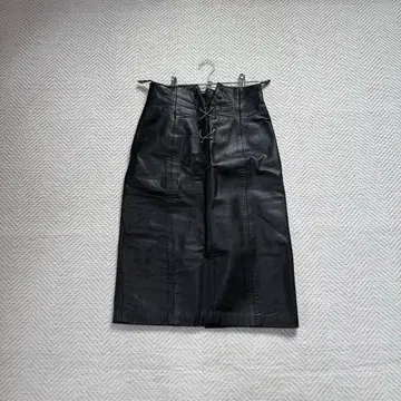 2 천연 가죽 가죽 타이트 스커트 빈티지 체인 블랙
