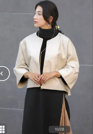 가죽 노카라 V 요크 자켓 합성 피혁