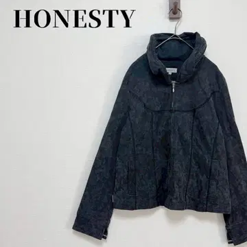HONESTY 페이크 스웨이드 스탠드 카라 자켓 면 혼방 그레이 블랙