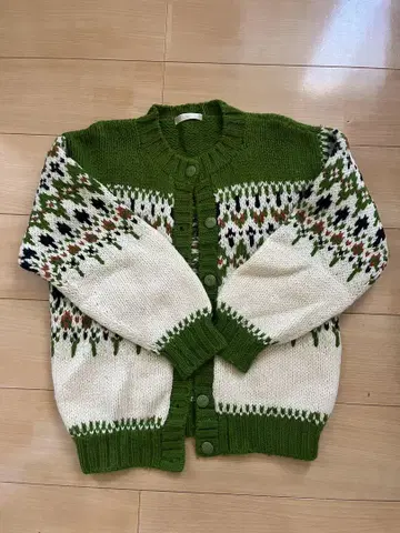 페어아일 노르딕 무늬 니트 가디건