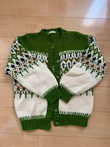 페어아일 무늬 노르딕 무늬 니트 가디건 한국