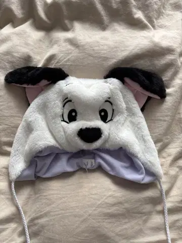 강아지 캐릭터 모자 플리스