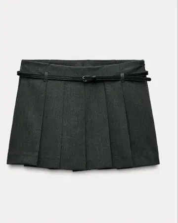 ZARA 박스 플리츠 스코트 벨트 다크 그레이