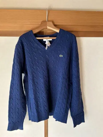 Lacoste 네이비 케이블 니트 스웨터