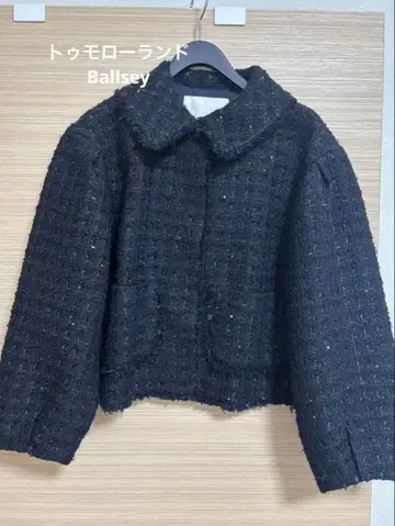 BALLSEY 보르지 트위드 라운드 칼라 미니 자켓